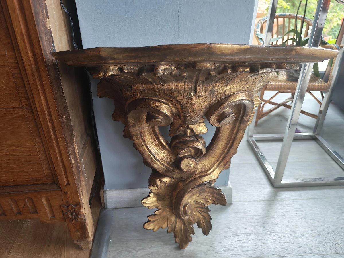 Importante console d applique XVIIIeme dorure a la feuille d or-photo-3