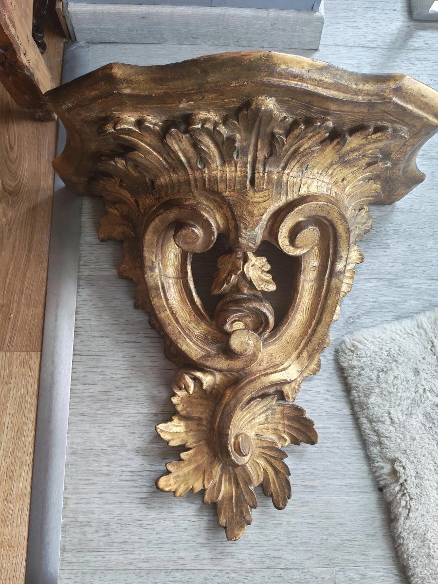 Importante console d applique XVIIIeme dorure a la feuille d or-photo-5