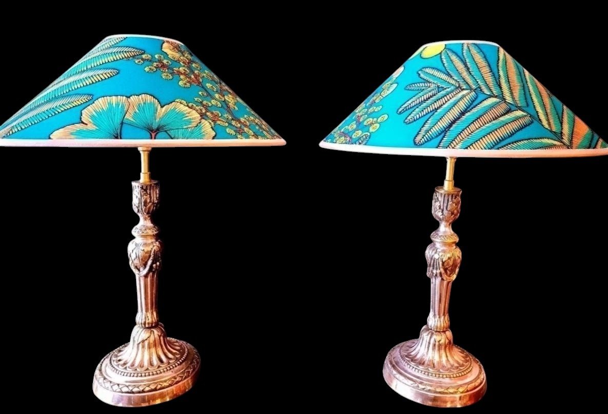 Paire de lampes en bronze argenté XVIIIEME 