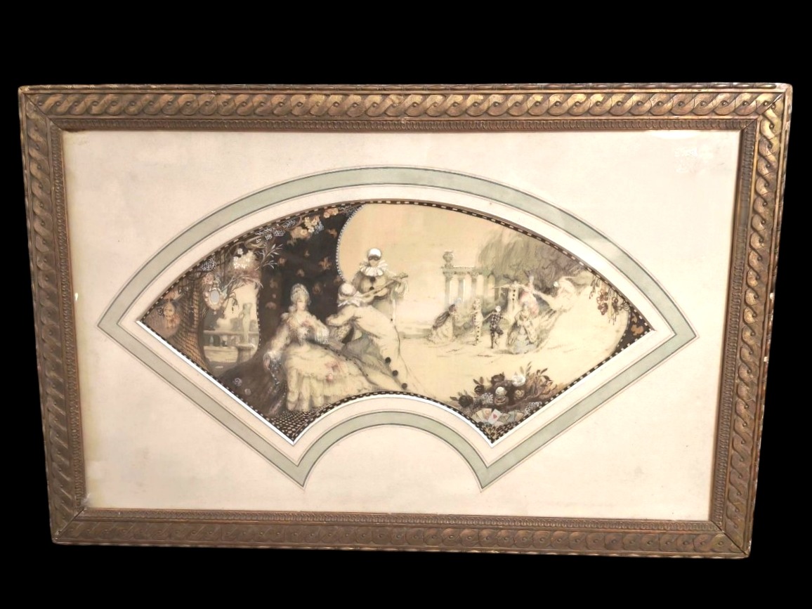 Design For A Fan Painted In Watercolor And Gouache On Silk By George Sheringham (1884–1937).