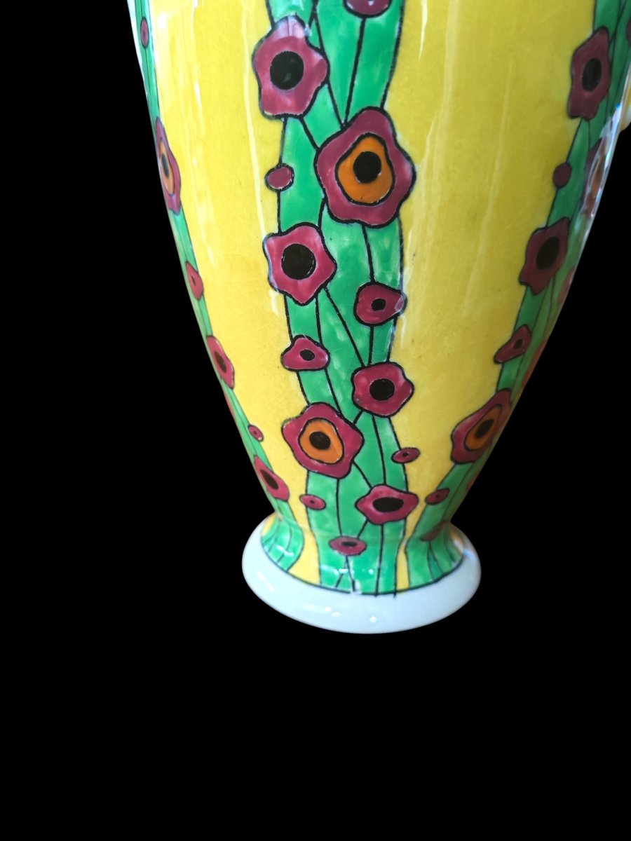 Boch Frères Keramis Vase – La Louvière, Belgium, "olga" Floral Model By Charles Catteau, 1925.-photo-2