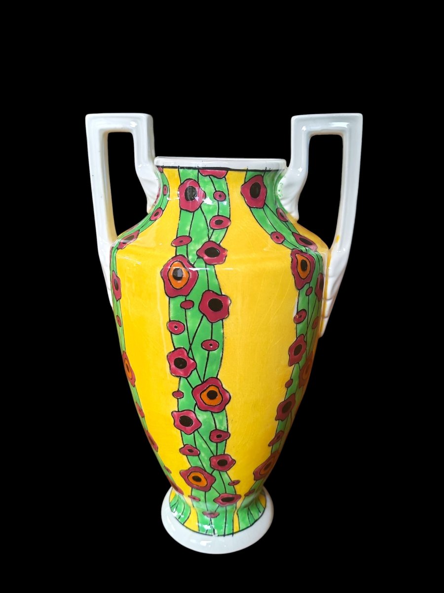Boch Frères Keramis Vase – La Louvière, Belgium, "olga" Floral Model By Charles Catteau, 1925.