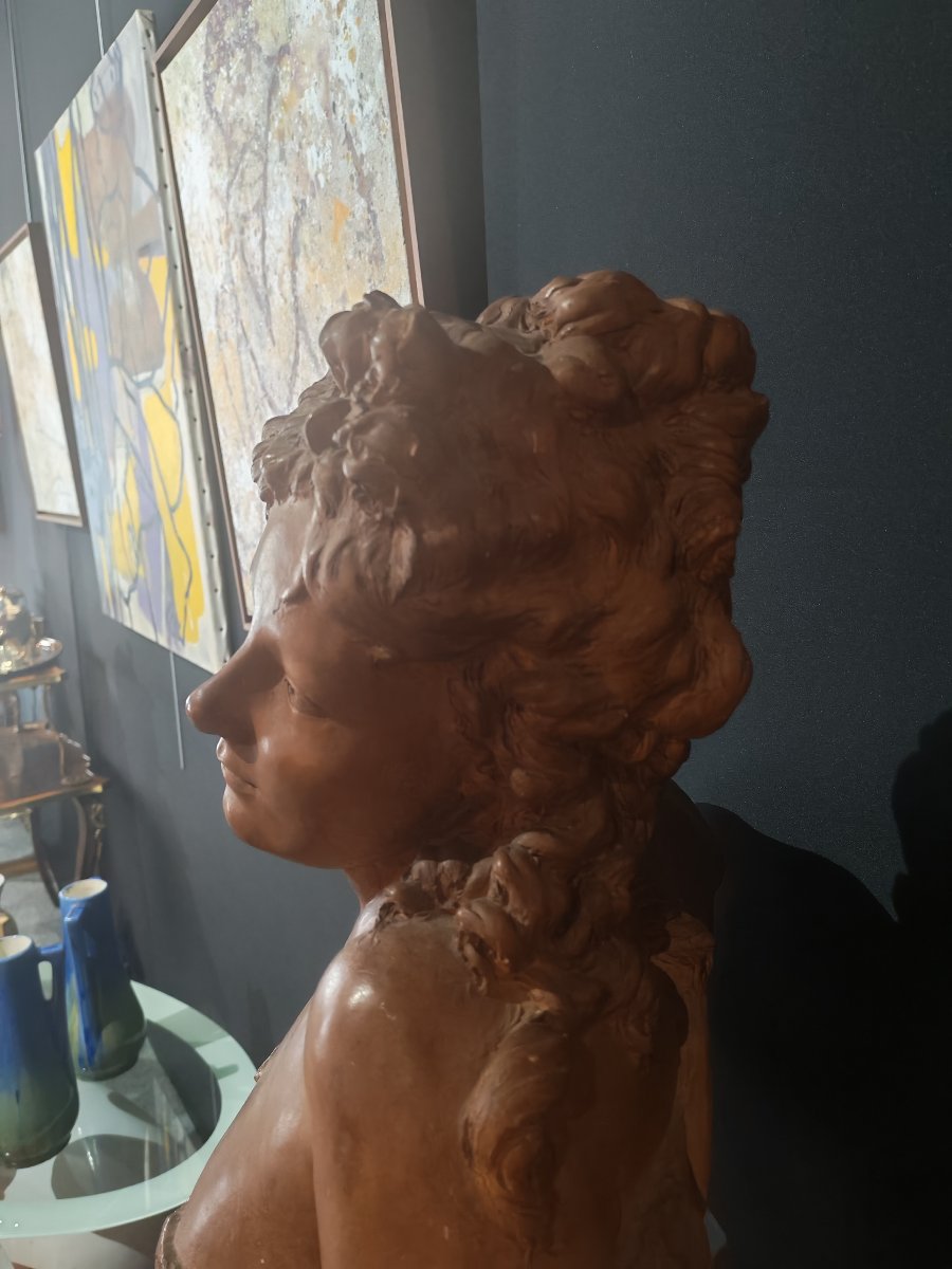 Grand modèle d'atelier de Jean-Baptiste Carpeaux , (1827-1875)  buste aux roses XIXeme-photo-3