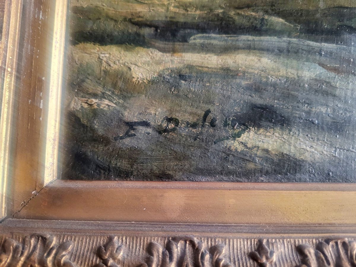 Huile, marine signée d Édouard Jacques Dufeu- XIXeme-photo-2