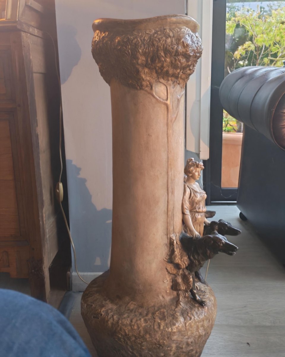 Vase monumental Art nouveau en terre cuite  goldcheider -photo-7