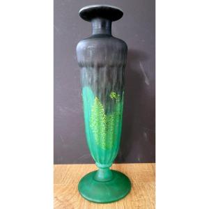 Vase Verre Soufflé Signé Daum Nancy Croix De Lorraine