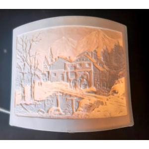 Porcelain Lithophane Lamp Canadian Landscape Decor