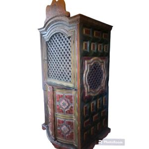 Rare And Remarkable Confessional In Solid Polychrome Walnut - Regency Period - Early 18th Century