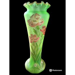 Rare Legras Vase Enameled Glass - 19th Century