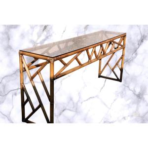 Console vintage en bambou d époque XXeme