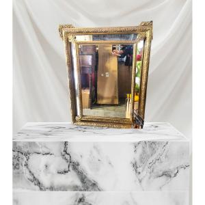 Large, Richly Decorated Glazing Bead Mirror - 19th Century