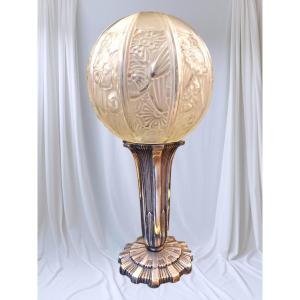 Lampe en bronze nickelé du bronzier HETTIER &VINCENT XXeme