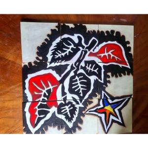 Lot de 9 carreaux en céramique émaillée Jean Lurçat - Xxeme