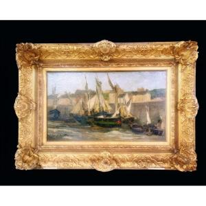 Huile, marine signée d Édouard Jacques Dufeu- XIXeme