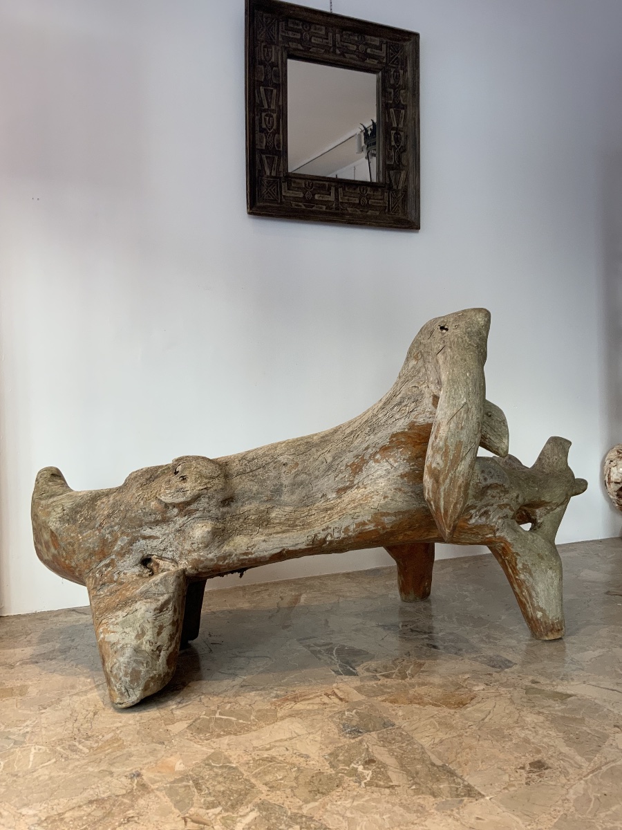 Banc sculptural en chêne massif-photo-2