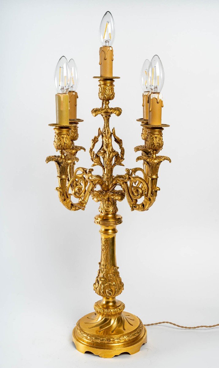 Paire de Candélabres en bronze doré ST LOUIS XVI-photo-3