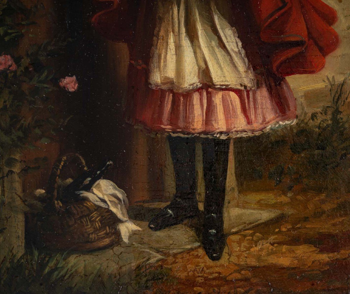 A Pair Of 19th Century "little Red Riding Hood" Paintings-photo-3