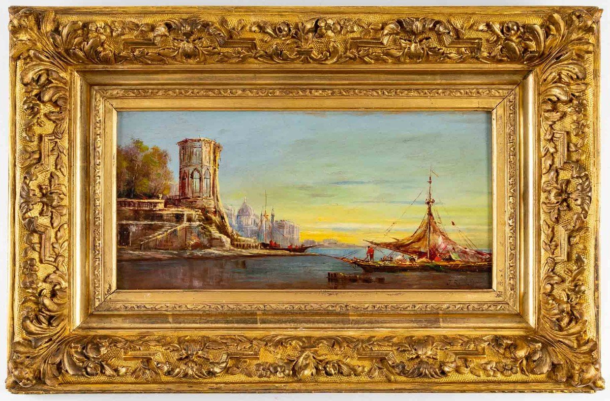 BACHELIER.J (  XIXème siècle ) Paire de Tableaux "VENISE "-photo-3