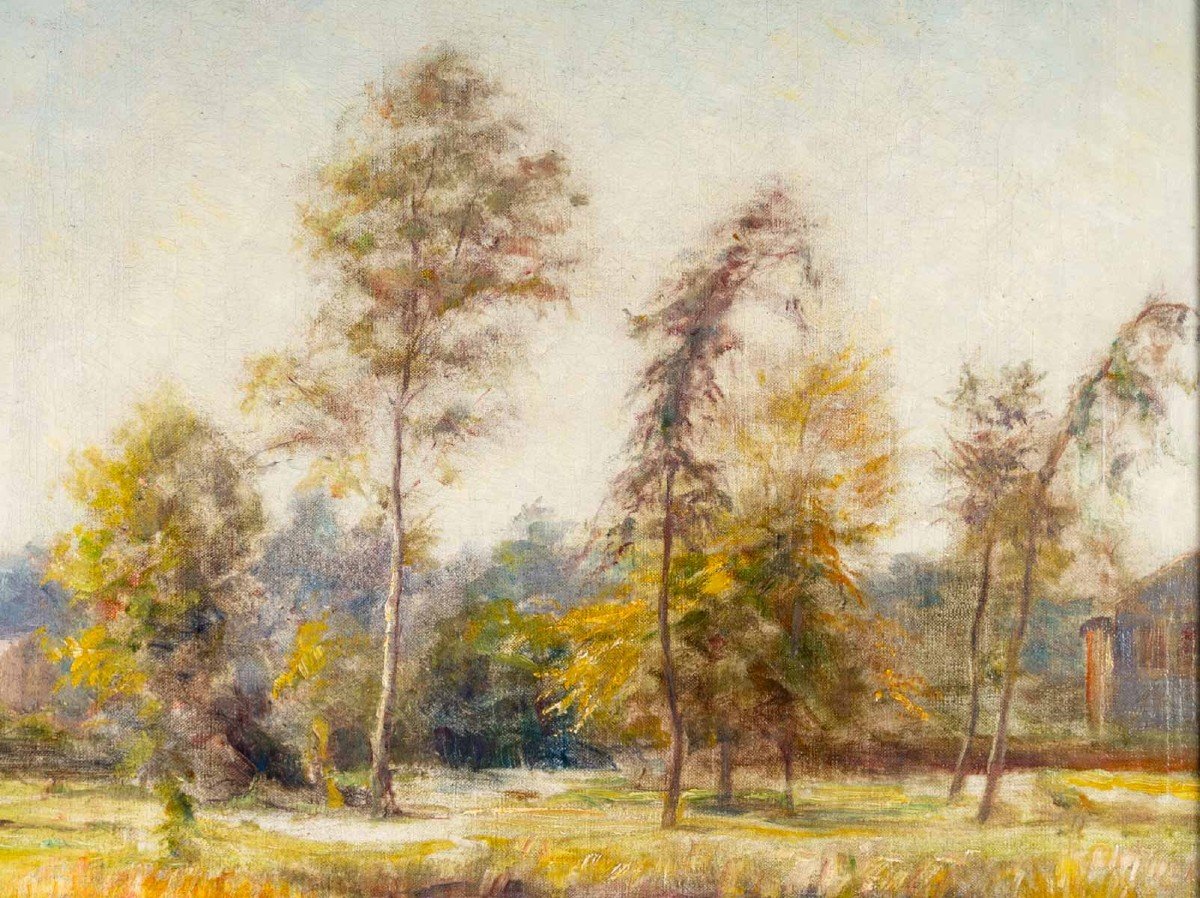 DEULLY Eugène ( 1860/1934 ) "ETANG à la Campagne "-photo-4