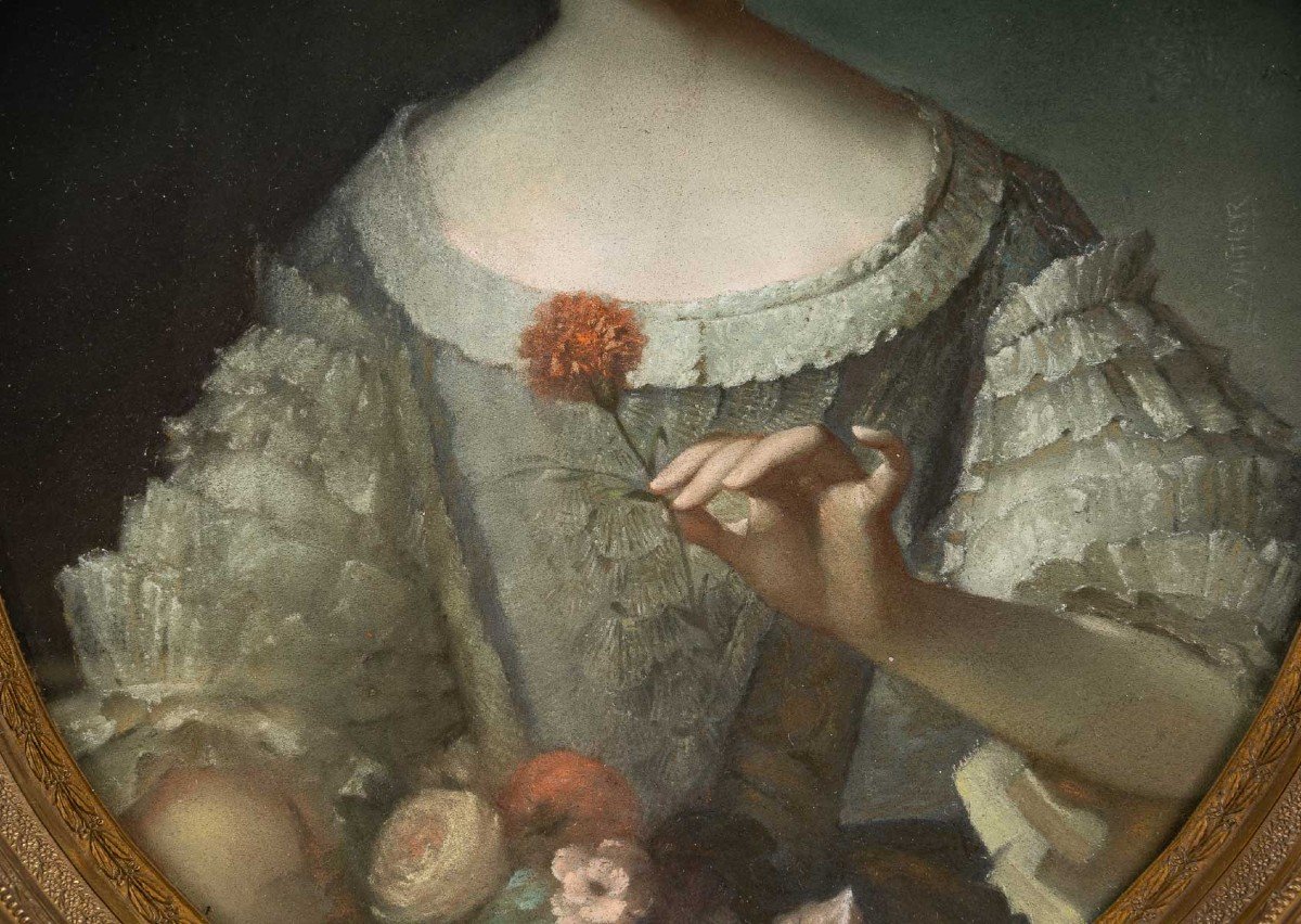 Pastel XIXème "portrait de "Madame Louise de France (1737/1787 )-photo-1