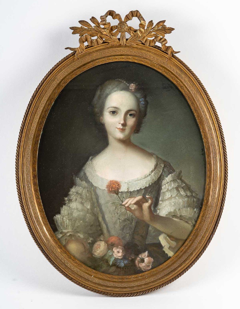 Pastel XIXème "portrait de "Madame Louise de France (1737/1787 )