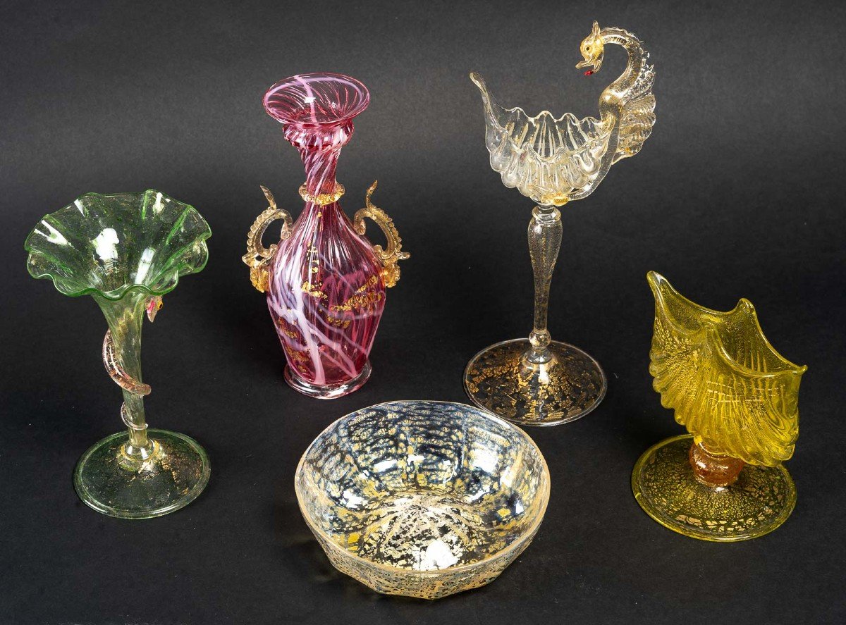 Set Of Objects "salviati" 1875/1890 Venice (5 Pieces)
