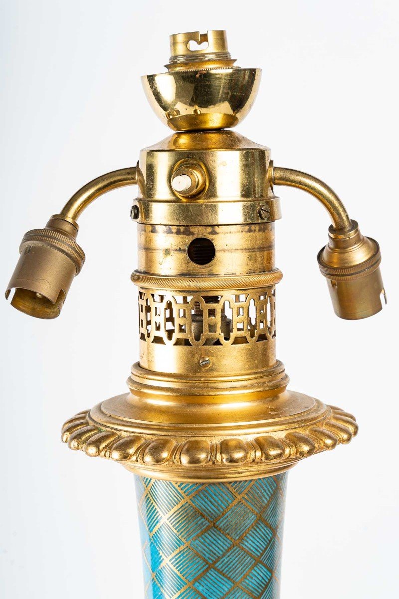 Grande Lampe Fleurie Paris XIXème  " Gagneau "-photo-3