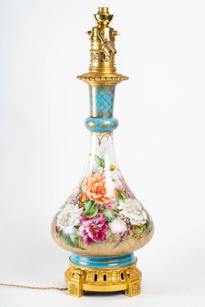 Grande Lampe Fleurie Paris XIXème  " Gagneau "