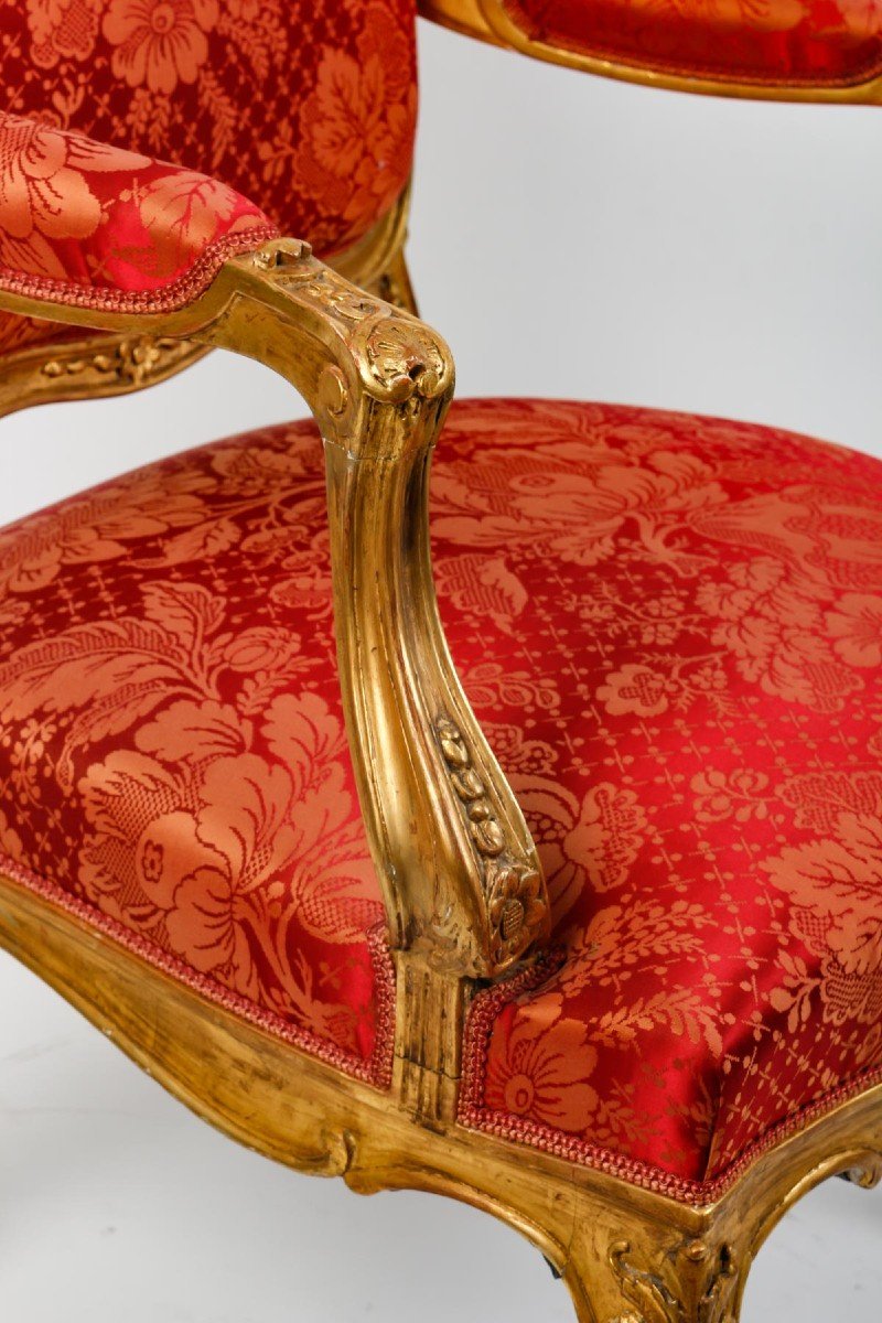 Paire de Fauteuils rouges de St Louis XV  ( XIXéme )-photo-3