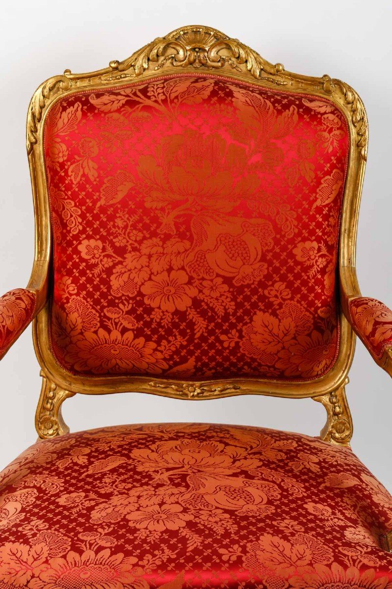 Paire de Fauteuils rouges de St Louis XV  ( XIXéme )-photo-4