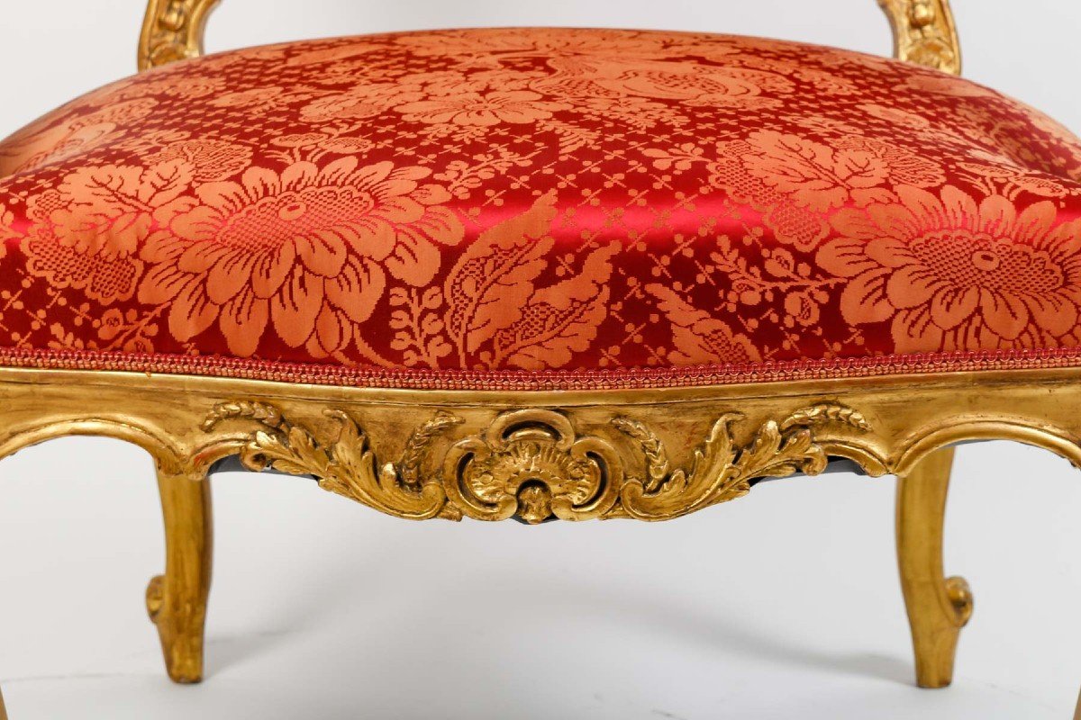 Paire de Fauteuils rouges de St Louis XV  ( XIXéme )-photo-2