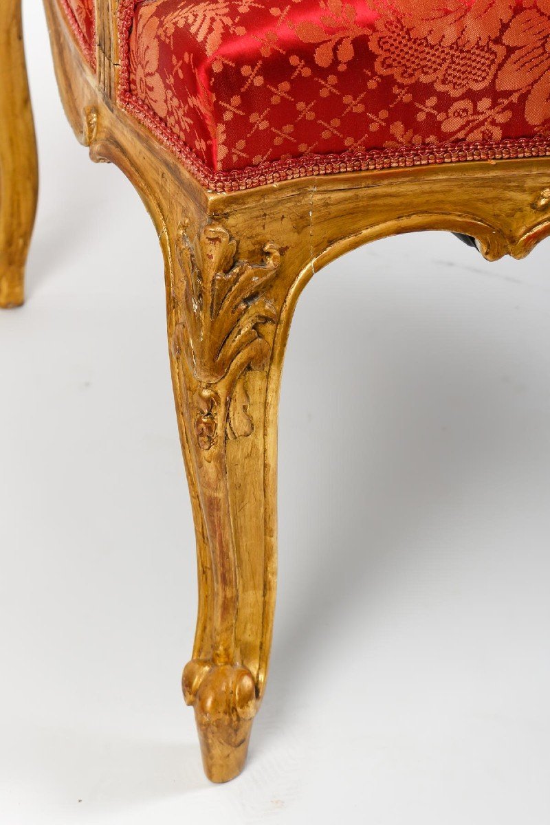 Paire de Fauteuils rouges de St Louis XV  ( XIXéme )-photo-3