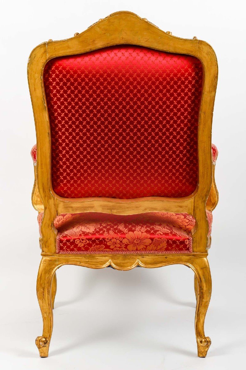 Paire de Fauteuils rouges de St Louis XV  ( XIXéme )-photo-5