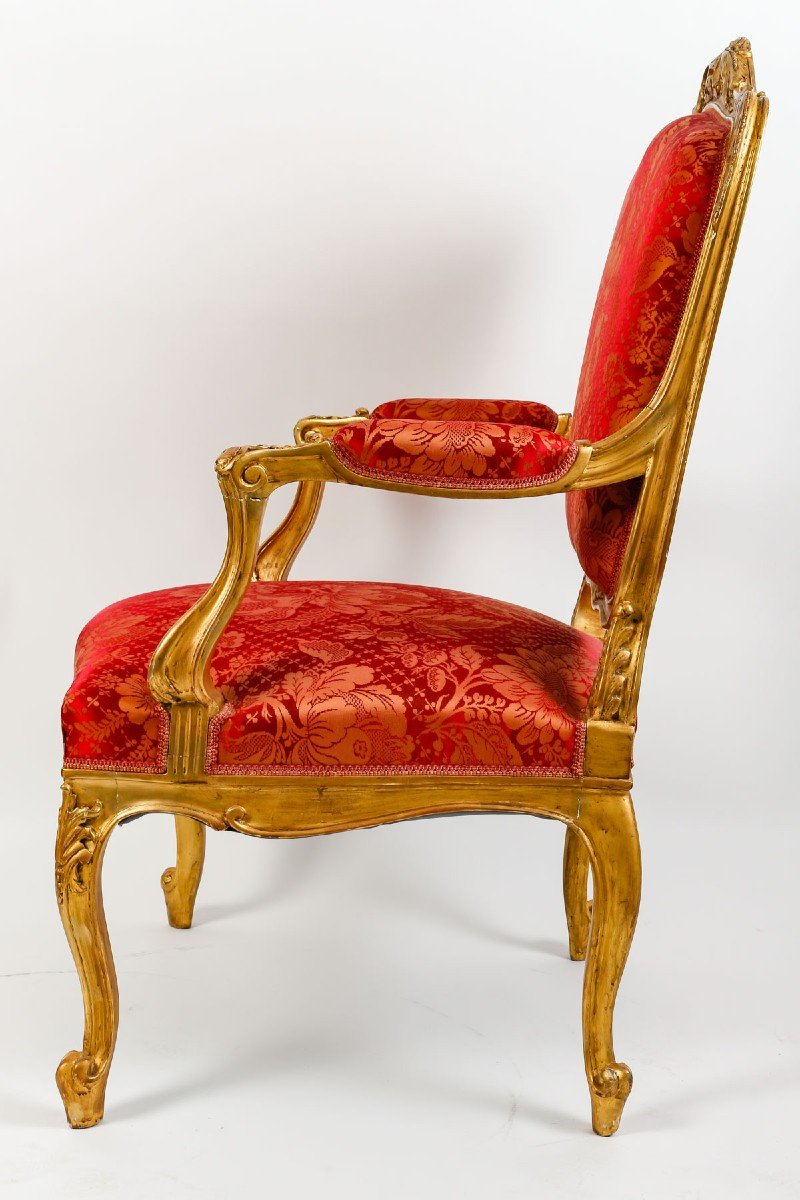 Paire de Fauteuils rouges de St Louis XV  ( XIXéme )-photo-6