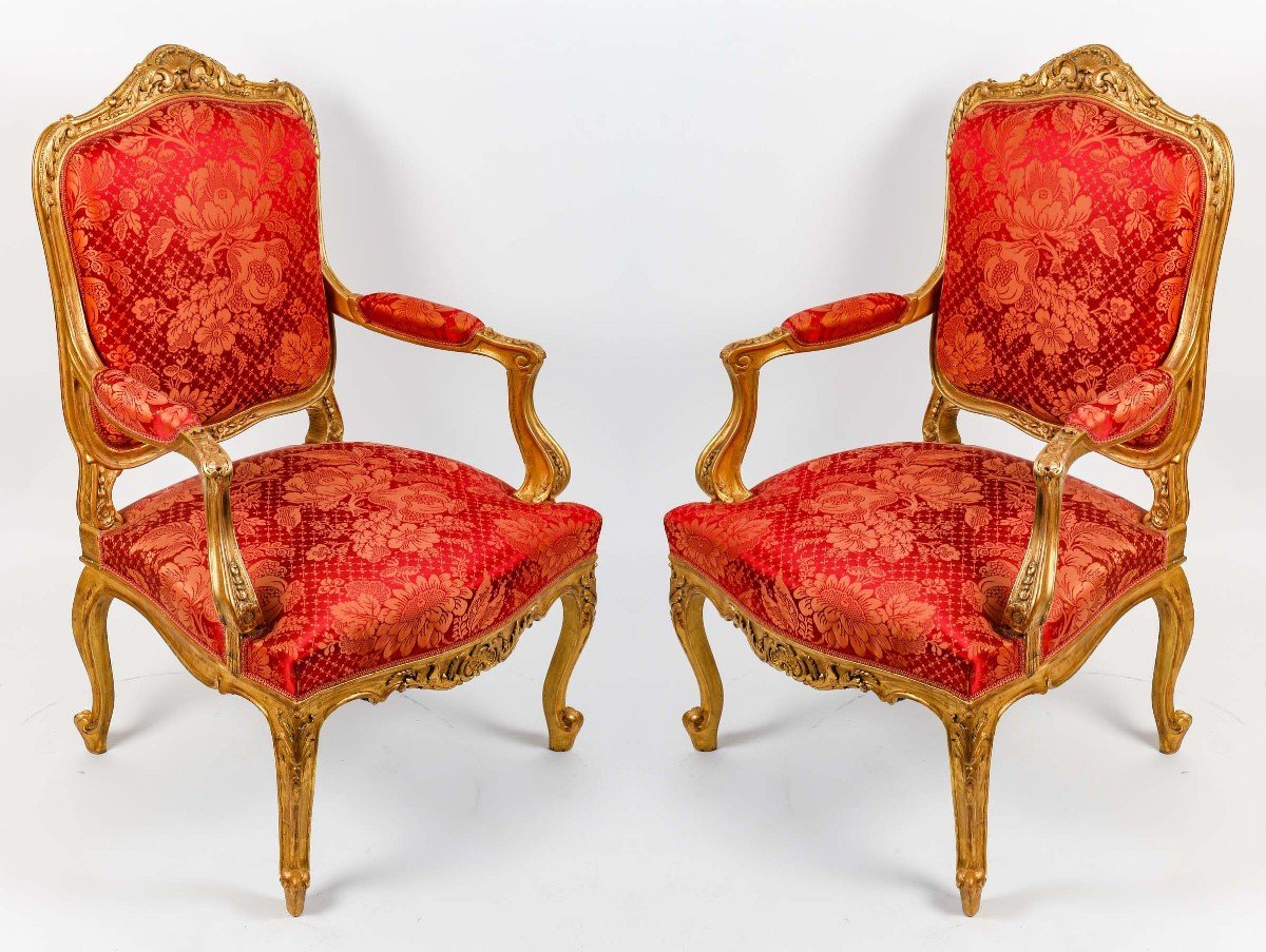 Paire de Fauteuils rouges de St Louis XV  ( XIXéme )
