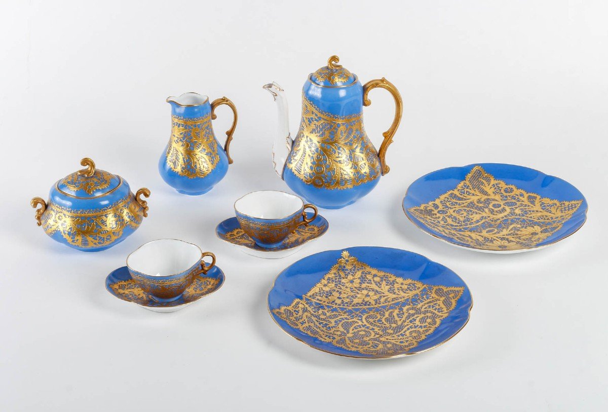 Celestial Blue Porcelain Head To Head And Gold Lace (1885)