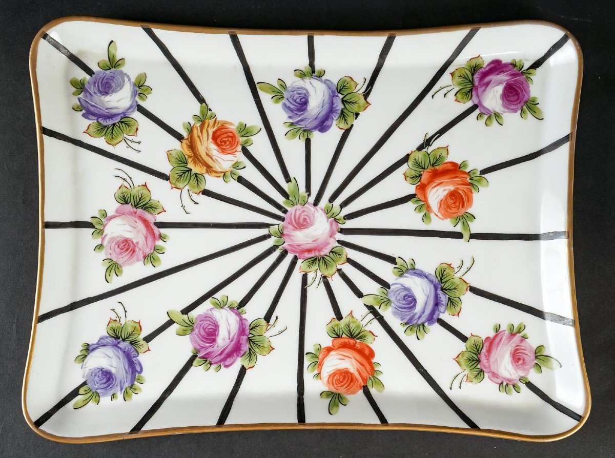 Chocolate Service With Polychrome Roses "delvaux Rue Royale Paris 1880"-photo-3