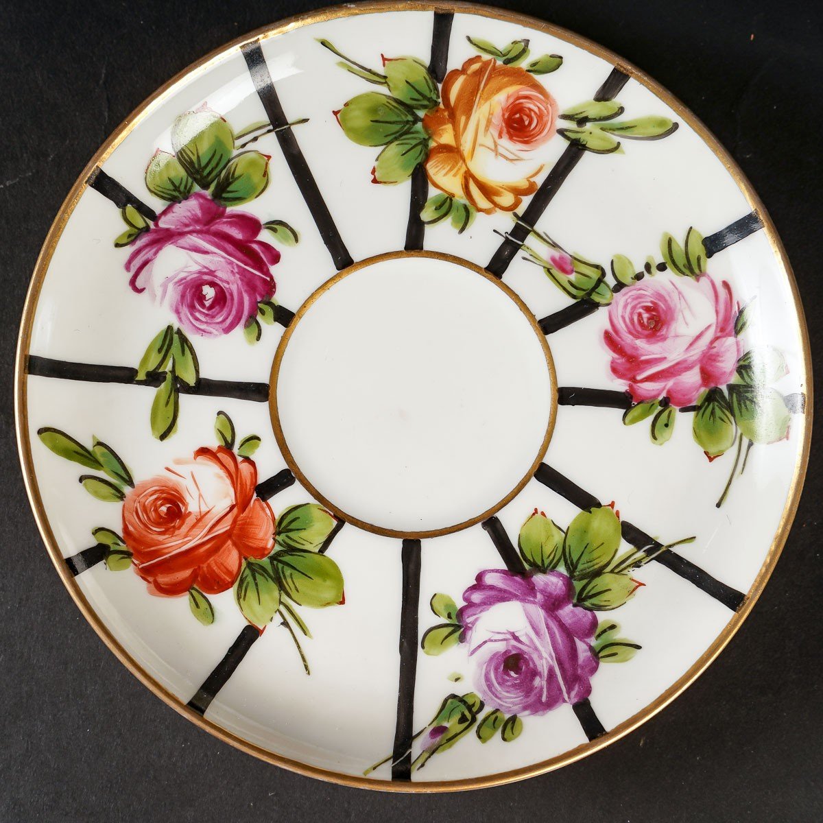 Chocolate Service With Polychrome Roses "delvaux Rue Royale Paris 1880"-photo-6