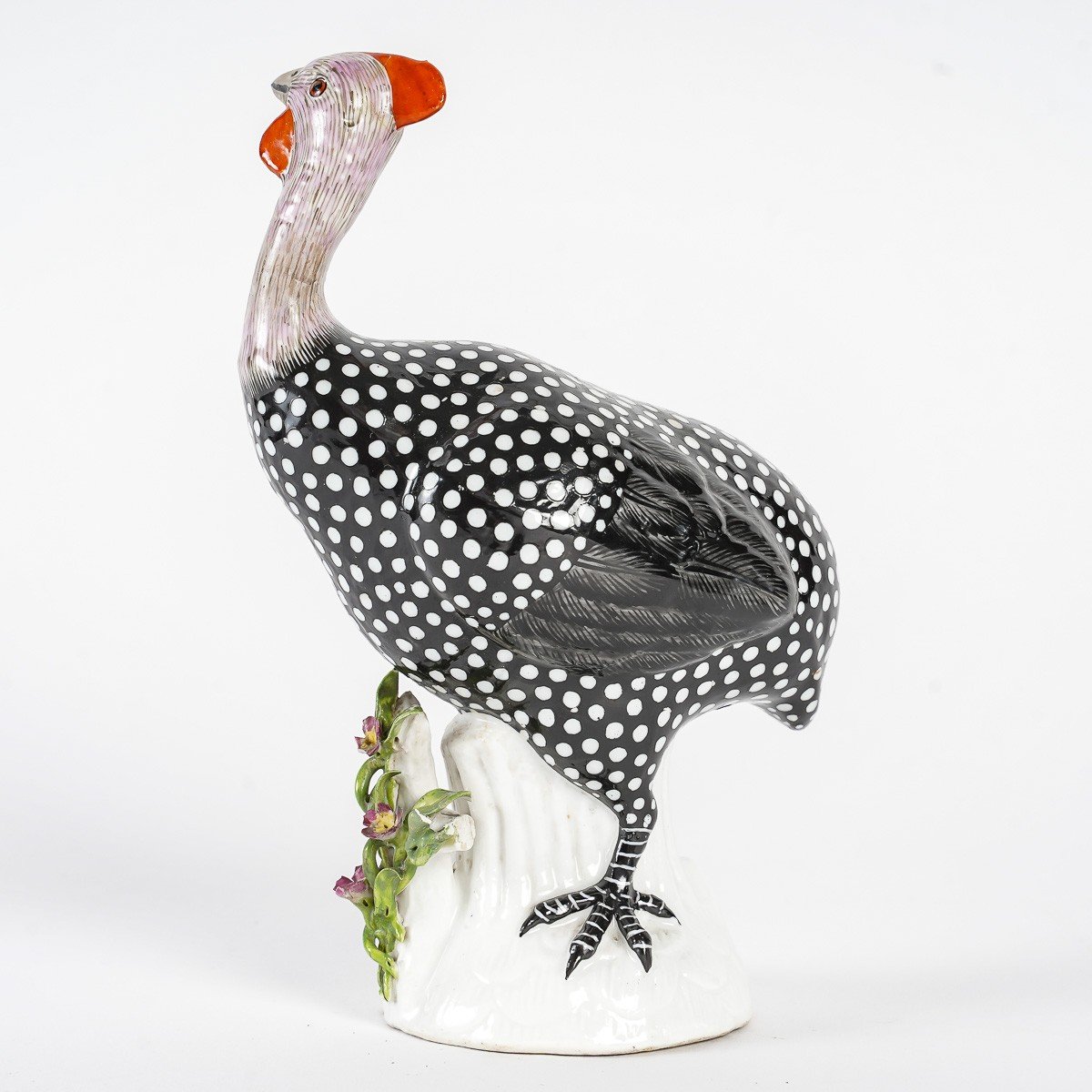 3 Guinea Fowls In Porcelain 1910 (germany, Sanson)-photo-3