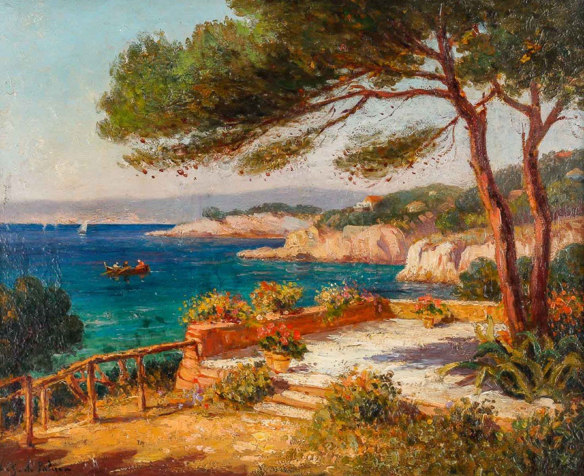 Léon Jean Giordano Di Palma (19th/20th Century) “seaside In The Mediterranean”-photo-2