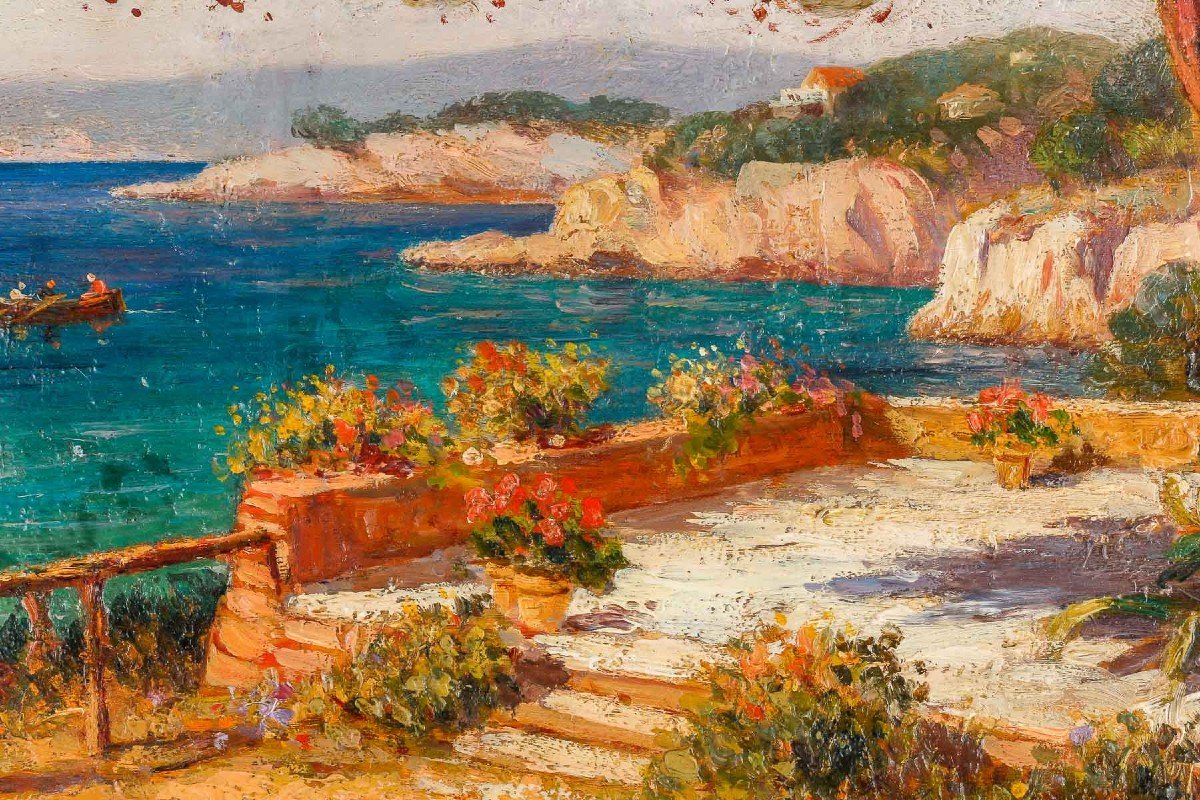 Léon Jean Giordano Di Palma (19th/20th Century) “seaside In The Mediterranean”-photo-4