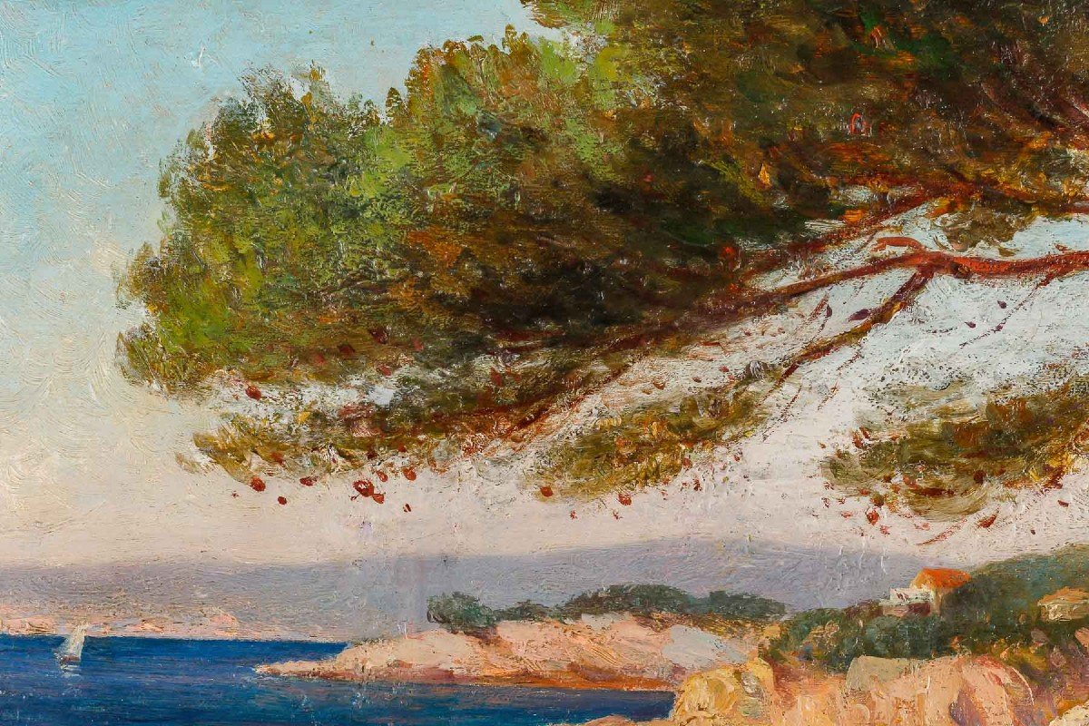 Léon Jean Giordano Di Palma (19th/20th Century) “seaside In The Mediterranean”-photo-1