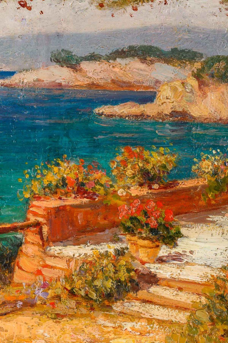 Léon Jean Giordano Di Palma (19th/20th Century) “seaside In The Mediterranean”-photo-4