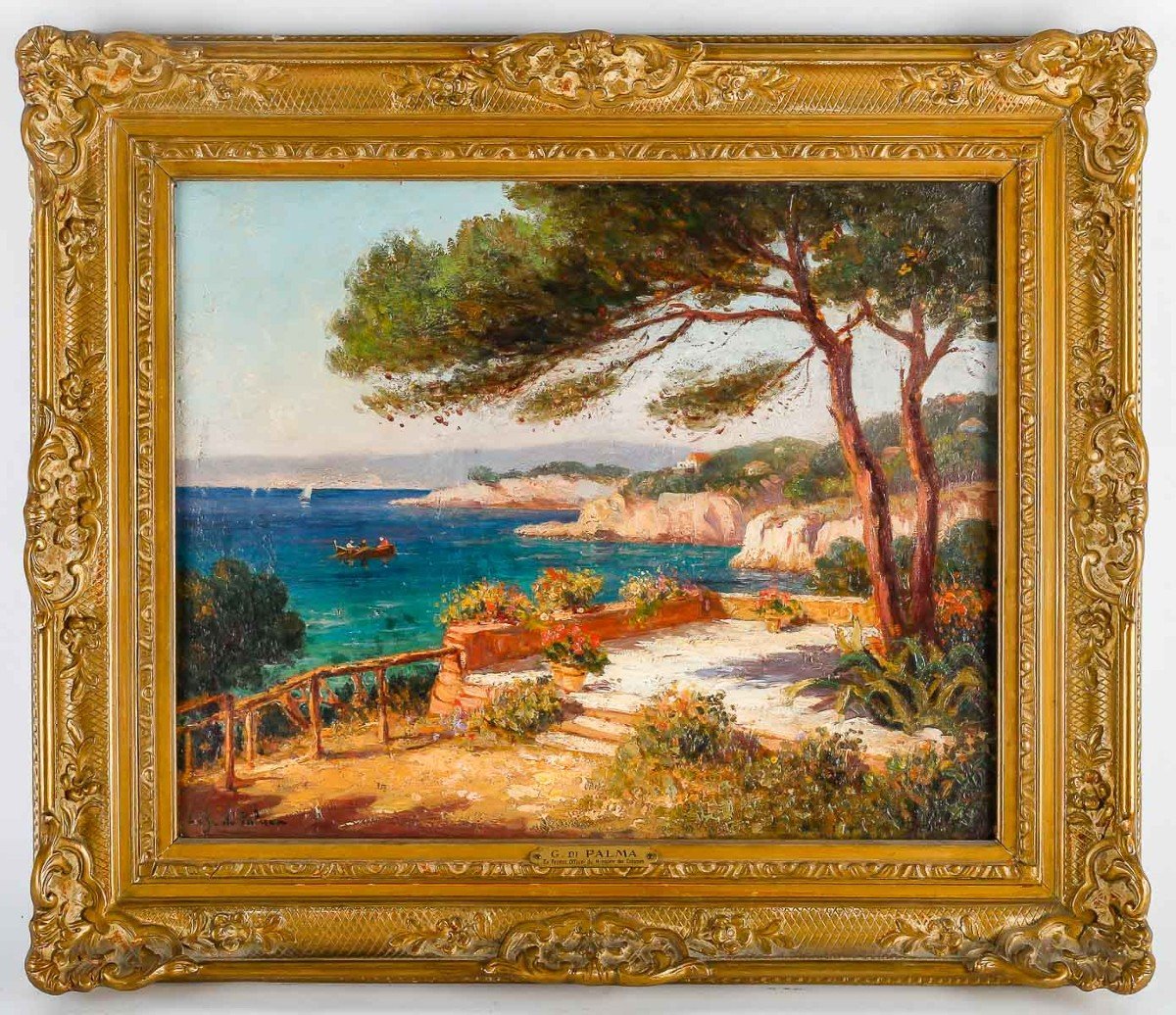 Léon Jean Giordano Di Palma (19th/20th Century) “seaside In The Mediterranean”-photo-7