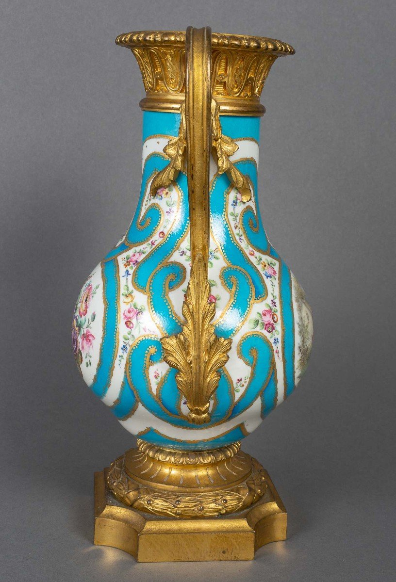Vase St. Sèvres ,St. Louis XVI  bleu  turquoise XIX ème-photo-1