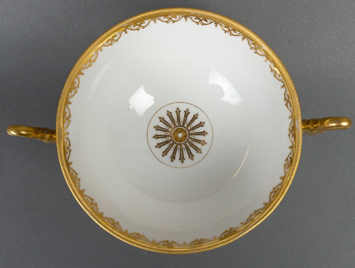 Paris Porcelain Bezel With Flower Crowns (19th Century)-photo-3