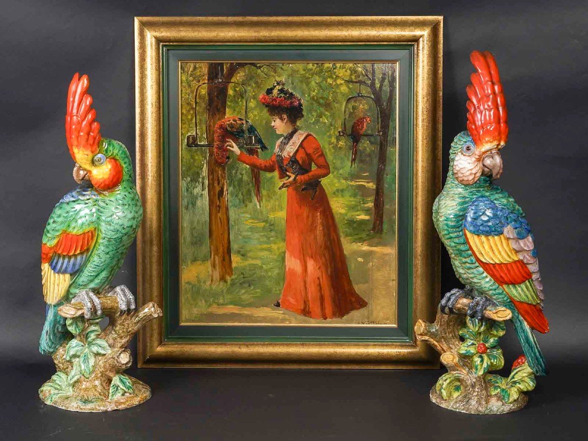 Gustave Wertheimer (1847/1904) "the Lady Of The Parrots"-photo-5