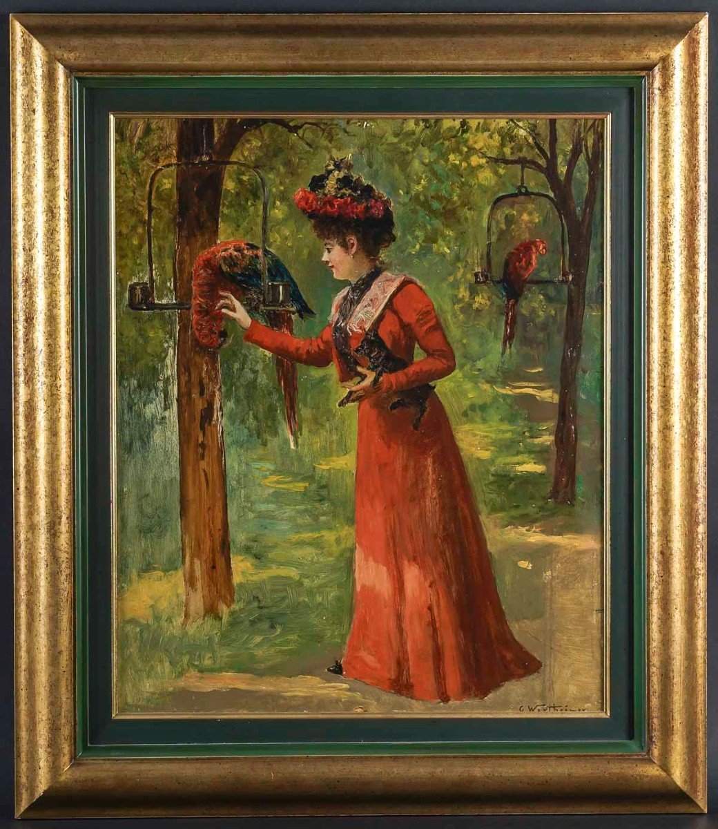 Gustave Wertheimer (1847/1904) "the Lady Of The Parrots"-photo-6
