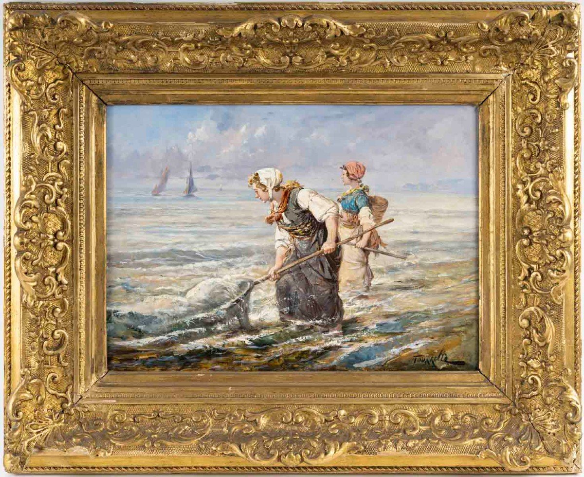 Eugène Tourette ( 1850/1904 )Pêche à l'épuisette 