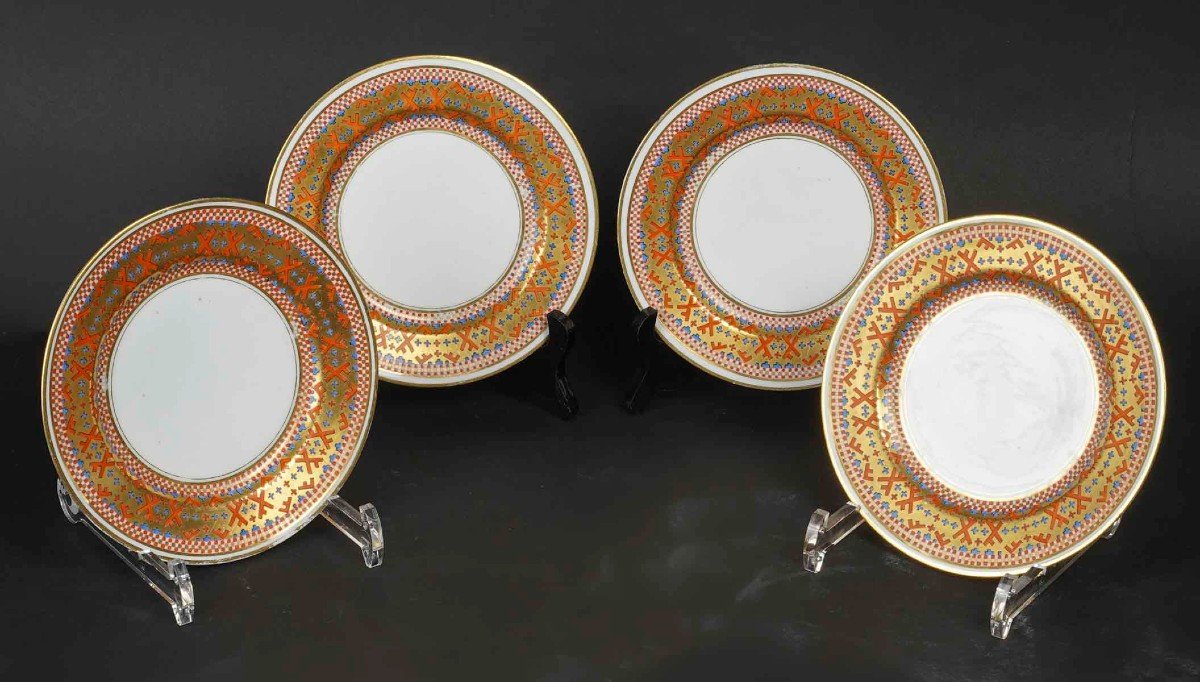 Quatre  Assiettes  Russes "" Kouznetsov  XIXème